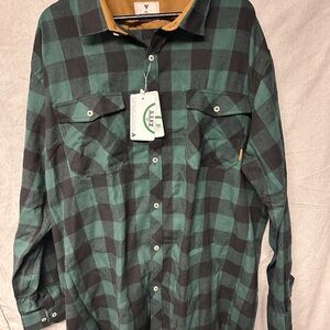 Zity Green and Black Checkered Men's Shirt NWT